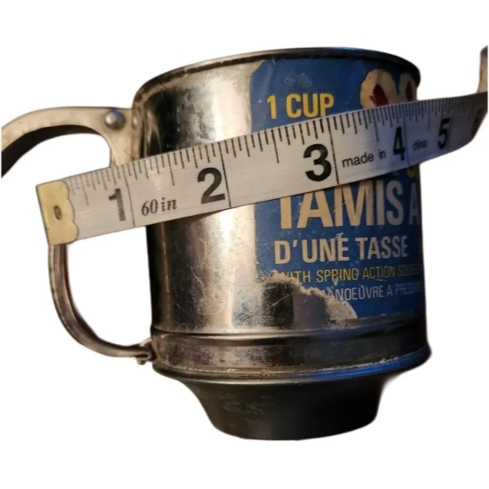 Vintage Flour Sifter with Blue Label Farmhouse Decor Working‎ Antique